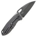 CRKT Heron EDC Pocket Knife: Everyday Carry Utility Folder, Stonewash Wharncliffe Blade with Frame Lock, Thumb Hole Open, Black Stonewash Finish, Tan G10 and Black Carbon Fiber Handle 2440