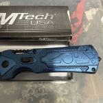 MTech USA - Manual Folding Knife W/ WHARNCLIFFE BLADE Blue, Damaged Box