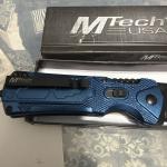 MTech USA - Manual Folding Knife W/ WHARNCLIFFE BLADE Blue, Damaged Box