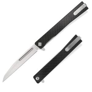 OCASO - Solstice Gentleman's Knife, 3.5" S35VN Steel, Titanium or Carbon Fiber, Ambidextrous Deep Carry Pocket Clip, Wharncliffe Blade 8WFS