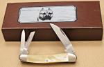 Vintage BULLDOG BRAND Solingen Wharncliffe Whittler Gold Lip Pearl Handles MINT