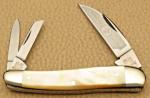 Vintage BULLDOG BRAND Solingen Wharncliffe Whittler Gold Lip Pearl Handles MINT