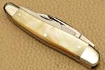 Vintage BULLDOG BRAND Solingen Wharncliffe Whittler Gold Lip Pearl Handles MINT
