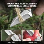 DRACHENADER Mini Neck Knife with Sheath, D2 Steel Blade Silver Full Tang EDC Small Wharncliffe Knife with G10 Handle for Men, Horizontal Carry