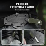 DRACHENADER Mini Neck Knife with Sheath, D2 Steel Blade Silver Full Tang EDC Small Wharncliffe Knife with G10 Handle for Men, Horizontal Carry