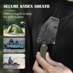 DRACHENADER Mini Neck Knife with Sheath, D2 Steel Blade Silver Full Tang EDC Small Wharncliffe Knife with G10 Handle for Men, Horizontal Carry