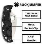 Spyderco RockJumper Lightweight Knife with 3.08" VG-10 Steel Wharncliffe Blade and Black FRN Handle - PlainEdge - C254PBK