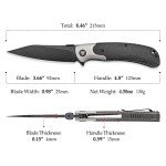 TRIVISA EDC Wharncliffe Pocket Knife with Clip