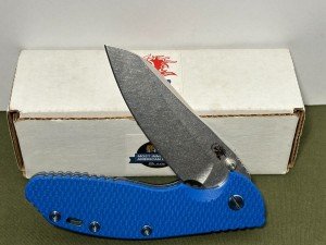 Hinderer XM-24 Blue Flipper Knife with G-10 Handle