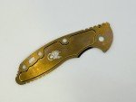 Hinderer XM-18 3.5 | Textured Titanium | HorseHead | Stonewash Bronze Scale