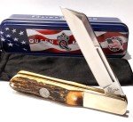 Queen USA 4" Brown Stag Barlow Pocket Knife