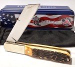 Queen USA 4" Brown Stag Barlow Pocket Knife