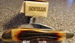 Classic Dogleg Wharncliffe Knife, Bone Brown-Amber