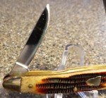 Classic Dogleg Wharncliffe Knife, Bone Brown-Amber