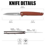 Carimee EDC Wharncliffe Pocket Knife with Rosewood Handle