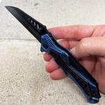 Tac-Force Police Spring Assisted Rescue Knife Black / Blue Wharncliffe 3.5"