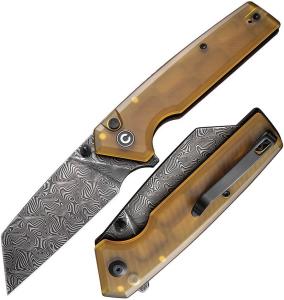 CIVIVI Amirite Damascus Wharncliffe Folding Pocket Knife