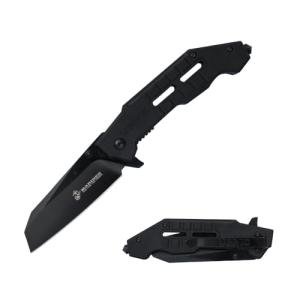 MTECH USA USMC Pocket Folding Knife, USMC, 8.20" Overall Length, 3.25" Wharncliffe Blade, G10 Handle, Glass Breaker, Black, EDC