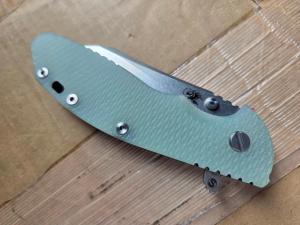 USED-Rick Hinderer Knives XM-24 SKINNY Wharncliffe SW S45VN Blade SW Blue L/S