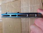 USED-Rick Hinderer Knives XM-24 SKINNY Wharncliffe SW S45VN Blade SW Blue L/S