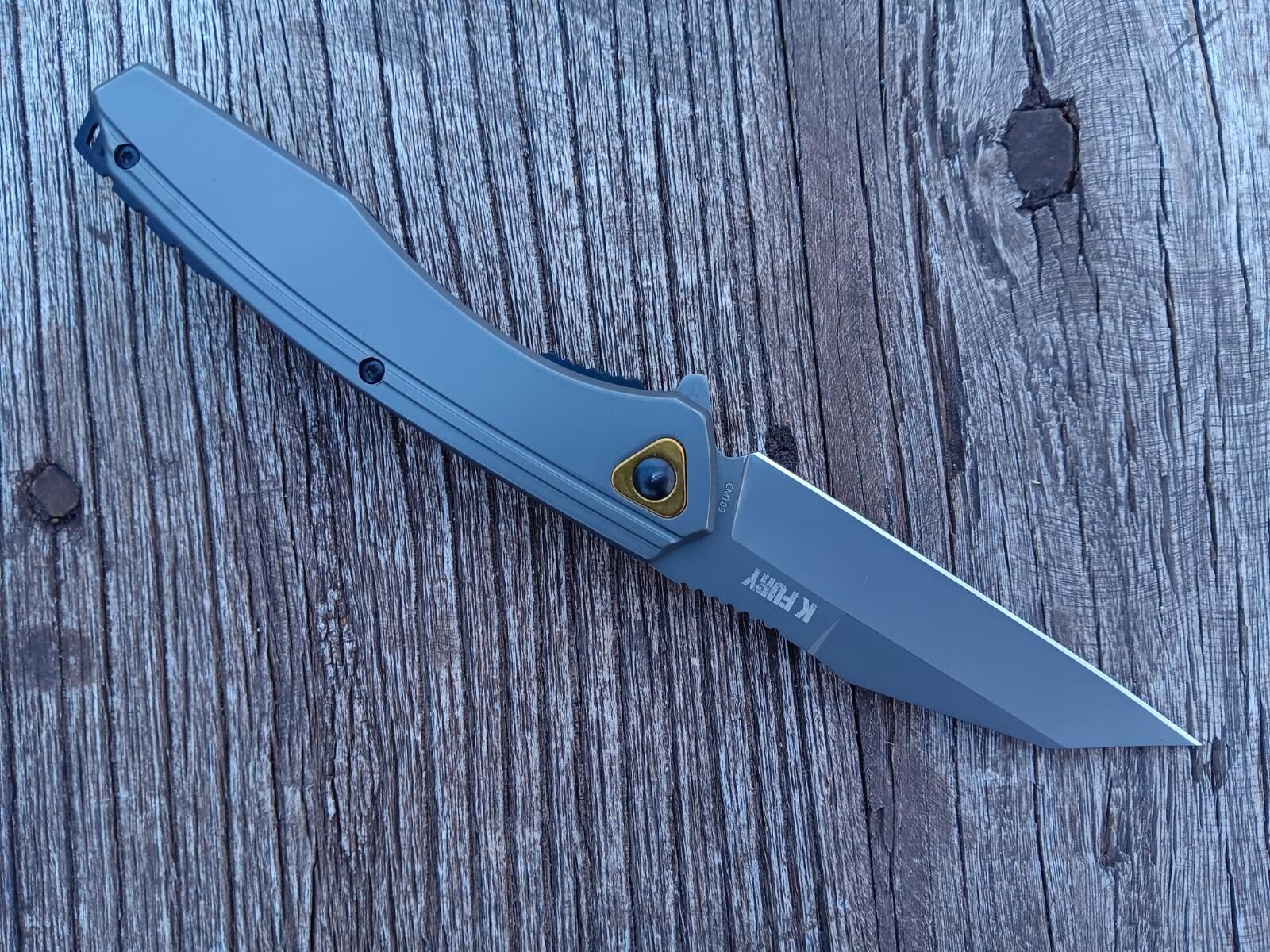 K FURY CM109 titanium Handle Pocket Knife Cool Shape, Outdoor Camping, Tactical 