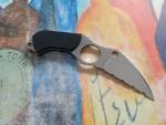 Spyderco Swick 6 Neck Knife, LC200N Wharncliffe Serrated Blade, Black G10 Handle