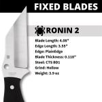 Spyderco Ronin 2 Plain Edge 4.08" Fixed Blade Pocket Knife FB09GP2