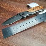Tactical Wild Survival Folding Knife Wooden Handle Hunting Outdoor Short Knife