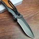 Tactical Wild Survival Folding Knife Wooden Handle Hunting Outdoor Short Knife
