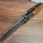 Tactical Wild Survival Folding Knife Wooden Handle Hunting Outdoor Short Knife