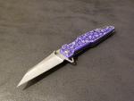 Purple Pocket Knife 8” Overall Size M Wharncliffe Blade Full Metal Skulls Assist