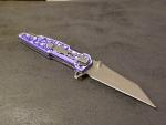 Purple Pocket Knife 8” Overall Size M Wharncliffe Blade Full Metal Skulls Assist