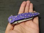 Purple Pocket Knife 8” Overall Size M Wharncliffe Blade Full Metal Skulls Assist