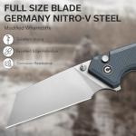 CIVIVI Amirite Pocket Knife, Folding Knife with 3.48" Nitro-V Modified Wharncliffe Blade G-10 Handle, Button Lock Knife For Men Gift C23028-1