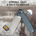 CIVIVI Amirite Pocket Knife, Folding Knife with 3.48" Nitro-V Modified Wharncliffe Blade G-10 Handle, Button Lock Knife For Men Gift C23028-1