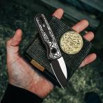 YF SMART Small Folding Pocket Knife - 1.96" Wharncliffe Blade, Two-Tone Black & Gray Finish, Textured G10 Handle, Gift For Men, Women For Everyday Carry, Camping, Hiking, Outdoor Activities