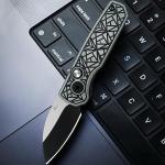 YF SMART Small Folding Pocket Knife - 1.96" Wharncliffe Blade, Two-Tone Black & Gray Finish, Textured G10 Handle, Gift For Men, Women For Everyday Carry, Camping, Hiking, Outdoor Activities