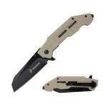 MTECH USA Licensedy by USMC Pocket Folding Knife, 8.20" Overall Length, 3.25" Wharncliffe Blade, G10 Handle, Glass Breaker, EDC (Tan)