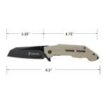 MTECH USA Licensedy by USMC Pocket Folding Knife, 8.20" Overall Length, 3.25" Wharncliffe Blade, G10 Handle, Glass Breaker, EDC (Tan)