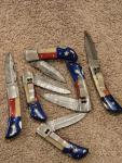 10 PCS Custom LOT OF TEXAS FLAG HANDLE FOLDING KNIFE WITH SHEATH