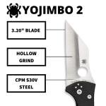 Spyderco Yojimbo 2 Specialty Tactical Knife with 3.2" CPM S30V Steel Black Wh...