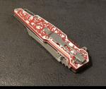 Red Pocket Knife 8” Overall Size M Wharncliffe Blade Full Metal Skulls Assist