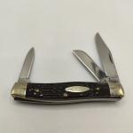 Vintage 1981 Case XX USA STOCKMAN KNIFE #63032 9 Dot Bone Jigged Handle 3 Blades