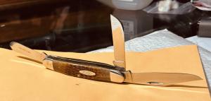 NOS Vintage ( 9 Dot ) Case XX - 3 Blade Red Jigged Bone Stockman Knife / 6347HP