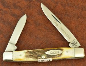VINTAGE CASE XX USA 4 DOT 1976 GRAY SCROLL STAG PEN KNIFE 5233 SSP NICE (24058)
