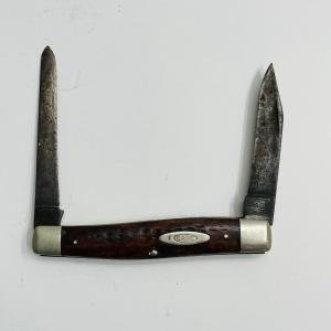 Vintage Case XX Pocket Knife 2 Blade Jigged Bone Handle Folding Pen Knife 3.5"