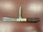 1971 VINTAGE CASE XX 6205R JIGGED RED BONE ONE ARMED MAN RAZOR KNIFE - 9 DOTS