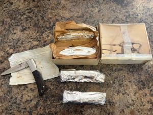 Vintage AL MAR SEKI JAPAN Lockback FALCON Knife Brown Micarta - NOS 1979-1980