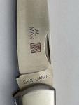 Vintage AL MAR SEKI JAPAN Lockback FALCON Knife Brown Micarta - NOS 1979-1980