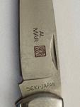 Vintage AL MAR SEKI JAPAN Lockback FALCON Knife Brown Micarta - NOS 1979-1980